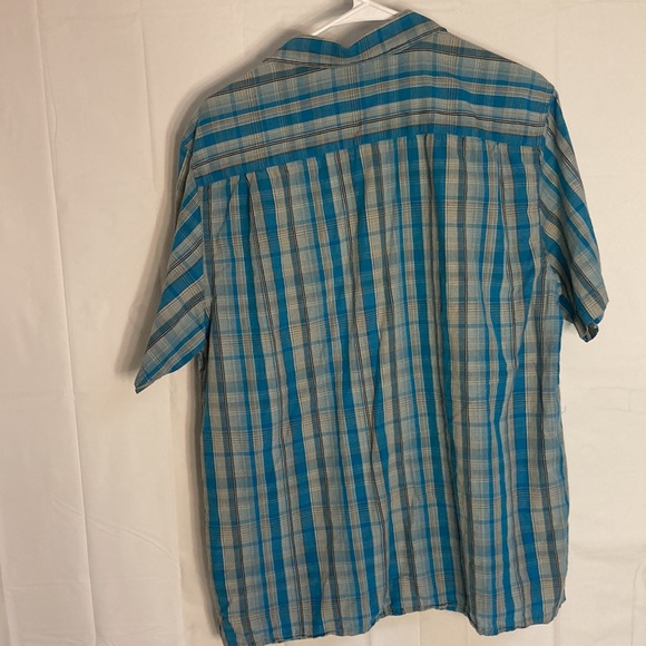 Blue plaid button up short sleeve Columbia - Picture 2 of 4